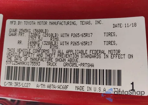2019 Toyota Tacoma Trd Sport from USA, damaged, VIN 5TFCZ5AN9KX175593